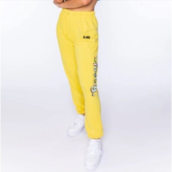 New  Yellow Jogger Sweat Pant by Samii Ryan Flower & Bee Graphic Size Small - Picture 5 of 10